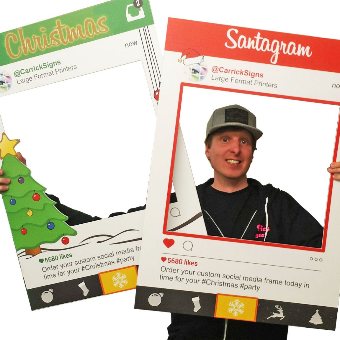 christmas selfie frames - party prop boards
