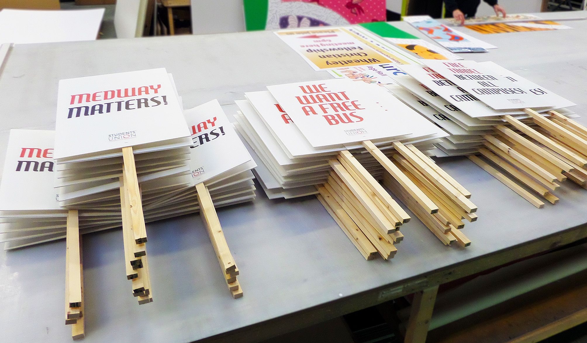 Picketing placards printed for student union